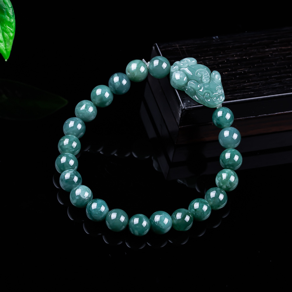 Accessories Woman - Natural Burmese Jadeite Pixiu Bracelet Vintage
