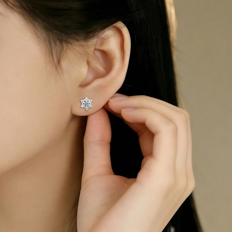 Women'S Accessories Jewelry Sale - Hot-Sale S999 Silver Hollow Snowflake Earrings