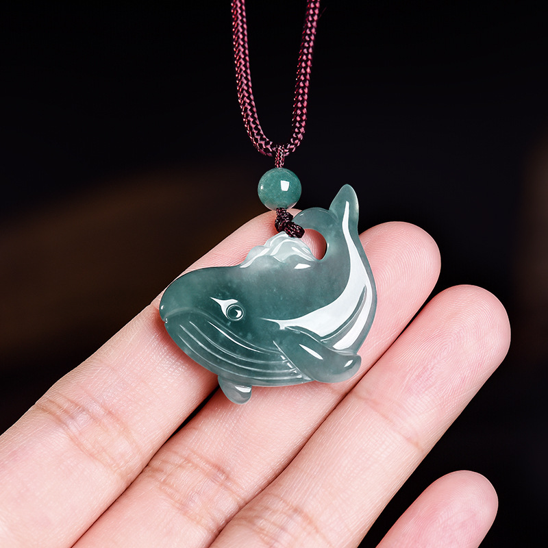 Accessories Woman - Natural Burmese Jadeite Whale Pendant Necklace