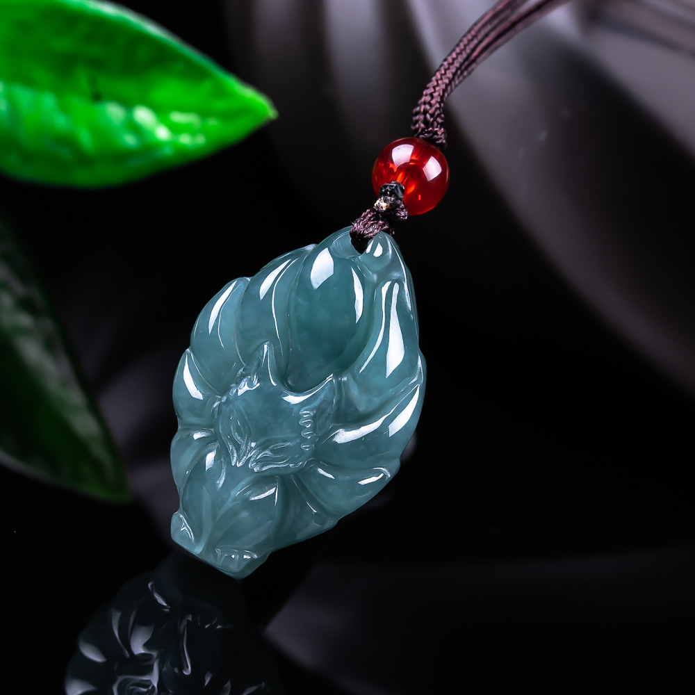 Accessories Woman - Natural Burmese Jadeite Fox Pendant Necklace