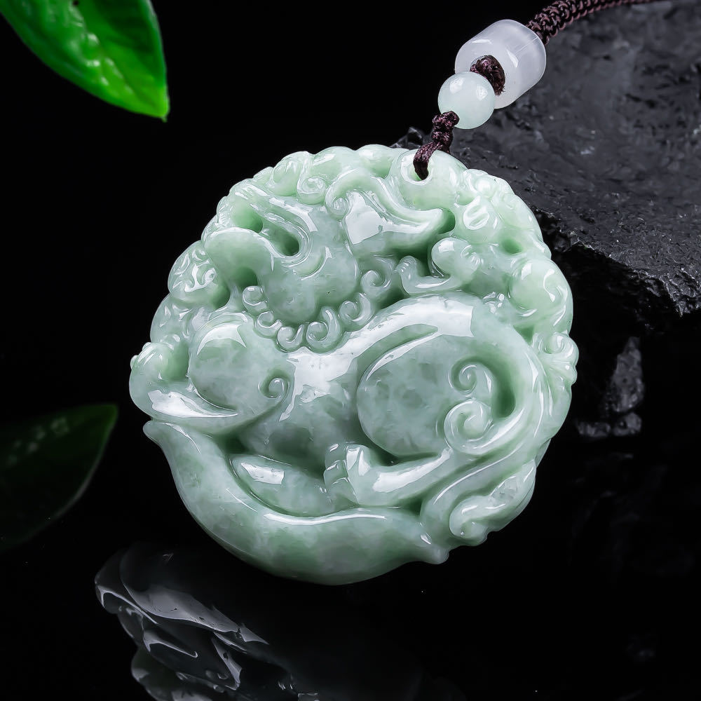 Accessories Woman - Natural Myanmar Jadeite Pixiu Pendant Necklace