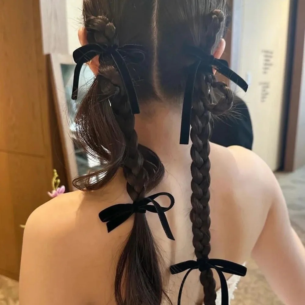 2Pcs Fashion Black Velvet Bow  - Hair Tie Velvet recension och pris
