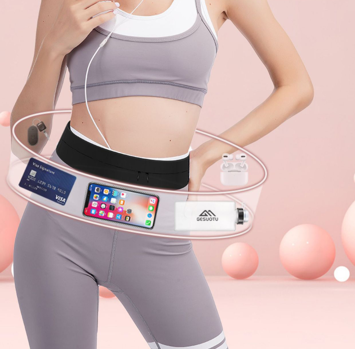 Running Belt Waist Bag with Wa - Women'S Exercise Accessories recension och pris