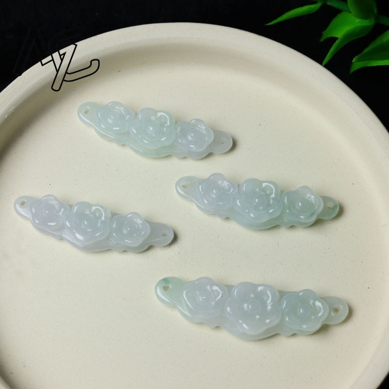 1pc Natural Jadeite Emerald Fl - Accessories Woman recension och pris