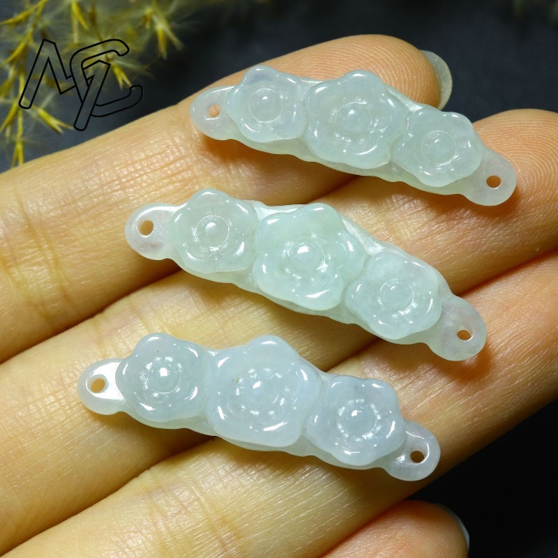1pc Natural Jadeite Emerald Fl - Accessories Woman recension och pris